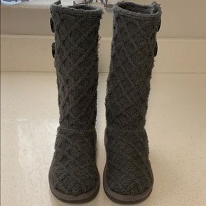 Girls SZ 12 Grey UGG Cardy Lattice boots